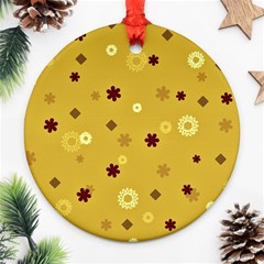 Abstract Geometric Shapes Design In Warm Tones Round Ornament by dflcprints