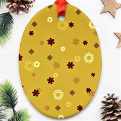 Abstract Geometric Shapes Design In Warm Tones Oval Ornament by dflcprints