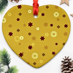 Abstract Geometric Shapes Design In Warm Tones Heart Ornament by dflcprints