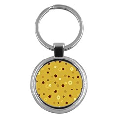 Abstract Geometric Shapes Design In Warm Tones Key Chain (round) by dflcprints