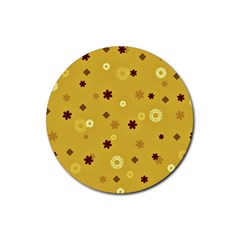 Abstract Geometric Shapes Design In Warm Tones Drink Coaster (round) by dflcprints