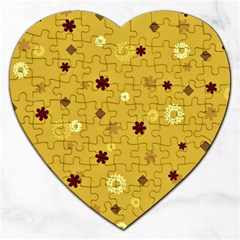 Abstract Geometric Shapes Design In Warm Tones Jigsaw Puzzle (heart) by dflcprints