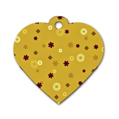 Abstract Geometric Shapes Design In Warm Tones Dog Tag Heart (one Sided)  by dflcprints