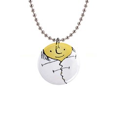 Happy Heart Flying Raster Illustration02 Button Necklace by dflcprints