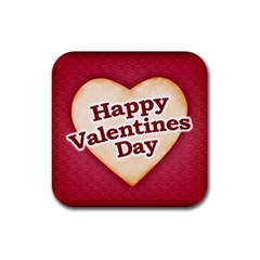 Heart Shaped Happy Valentine Day Text Design Drink Coaster (square) by dflcprints