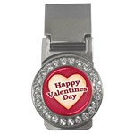 Heart Shaped Happy Valentine Day Text Design Money Clip (CZ) Front