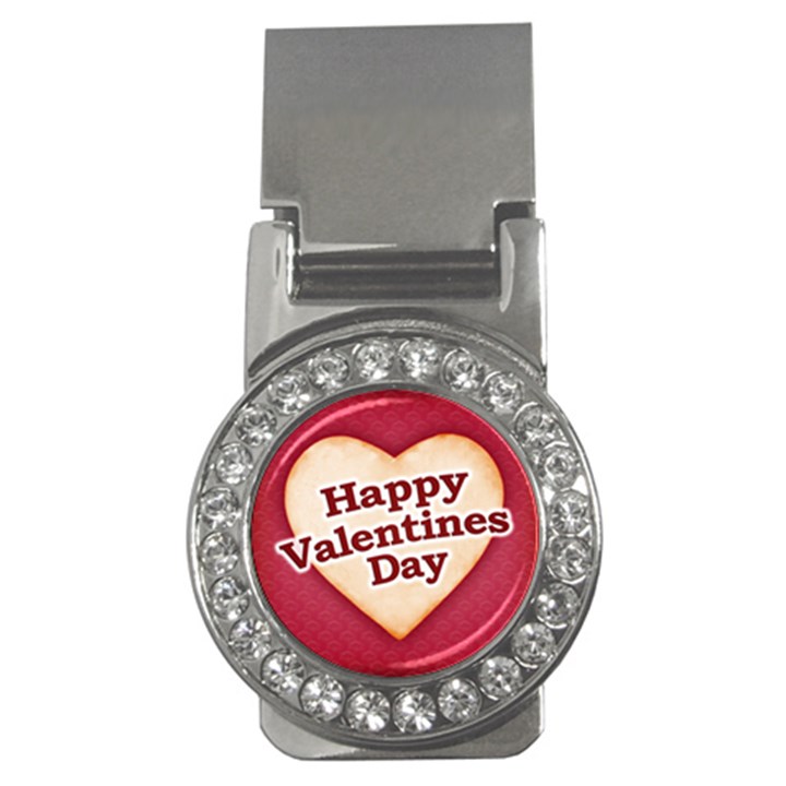 Heart Shaped Happy Valentine Day Text Design Money Clip (CZ)