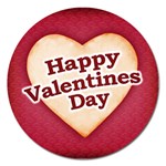 Heart Shaped Happy Valentine Day Text Design Magnet 5  (Round) Front