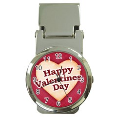 Heart Shaped Happy Valentine Day Text Design Money Clip With Watch by dflcprints