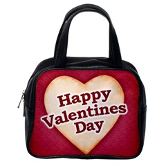 Heart Shaped Happy Valentine Day Text Design Classic Handbag (one Side) by dflcprints