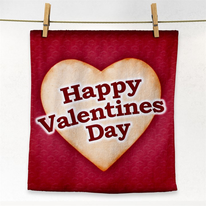 Heart Shaped Happy Valentine Day Text Design Face Towel