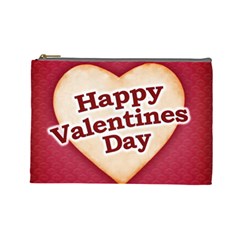 Heart Shaped Happy Valentine Day Text Design Cosmetic Bag (large) by dflcprints