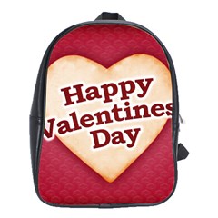 Heart Shaped Happy Valentine Day Text Design School Bag (large) by dflcprints