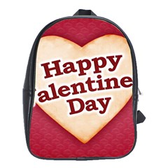 Heart Shaped Happy Valentine Day Text Design School Bag (xl) by dflcprints