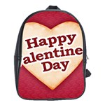 Heart Shaped Happy Valentine Day Text Design School Bag (XL) Front