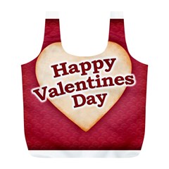 Heart Shaped Happy Valentine Day Text Design Reusable Bag (l) by dflcprints