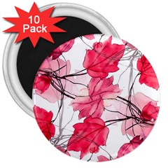 Floral Print Swirls Decorative Design 3  Button Magnet (10 Pack) by dflcprints