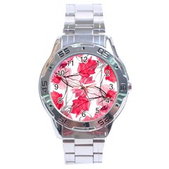 Floral Print Swirls Decorative Design Stainless Steel Watch by dflcprints