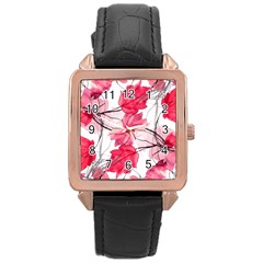 Floral Print Swirls Decorative Design Rose Gold Leather Watch  by dflcprints