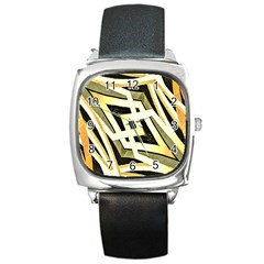 Art Print Tribal Style Pattern Square Leather Watch by dflcprints