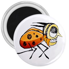 Funny Bug Running Hand Drawn Illustration 3  Button Magnet by dflcprints