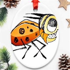 Funny Bug Running Hand Drawn Illustration Oval Ornament by dflcprints