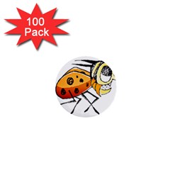 Funny Bug Running Hand Drawn Illustration 1  Mini Button (100 Pack) by dflcprints