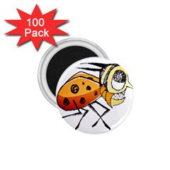 Funny Bug Running Hand Drawn Illustration 1 75  Button Magnet (100 Pack) by dflcprints