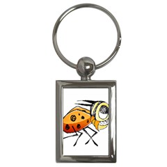 Funny Bug Running Hand Drawn Illustration Key Chain (rectangle) by dflcprints