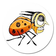 Funny Bug Running Hand Drawn Illustration Magnet 5  (round) by dflcprints