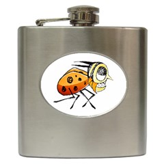 Funny Bug Running Hand Drawn Illustration Hip Flask by dflcprints