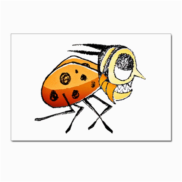 Funny Bug Running Hand Drawn Illustration Postcards 5  x 7  (10 Pack)