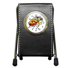 Funny Bug Running Hand Drawn Illustration Stationery Holder Clock by dflcprints