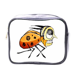 Funny Bug Running Hand Drawn Illustration Mini Travel Toiletry Bag (one Side) by dflcprints