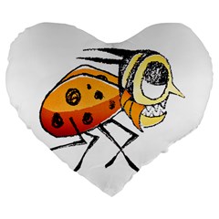 Funny Bug Running Hand Drawn Illustration 19  Premium Heart Shape Cushion by dflcprints