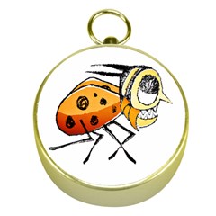 Funny Bug Running Hand Drawn Illustration Gold Compass by dflcprints