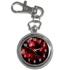 Red Flowers Bouquet In Black Background Photography Key Chain Watch by dflcprints