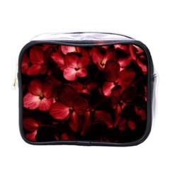 Red Flowers Bouquet In Black Background Photography Mini Travel Toiletry Bag (one Side) by dflcprints