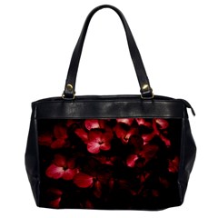 Red Flowers Bouquet In Black Background Photography Oversize Office Handbag (one Side) by dflcprints