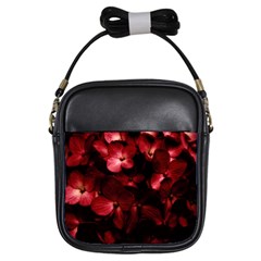 Red Flowers Bouquet In Black Background Photography Girl s Sling Bag by dflcprints