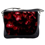 Red Flowers Bouquet in Black Background Photography Messenger Bag Front