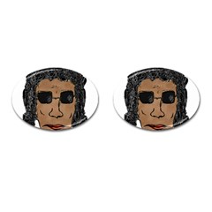 Cool Rock Star Man Drawing Cufflinks (oval) by dflcprints