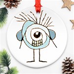 Cute Weird Caricature Illustration Round Ornament Front