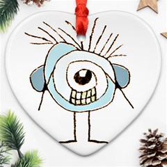 Cute Weird Caricature Illustration Heart Ornament