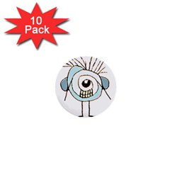 Cute Weird Caricature Illustration 1  Mini Button (10 Pack) by dflcprints