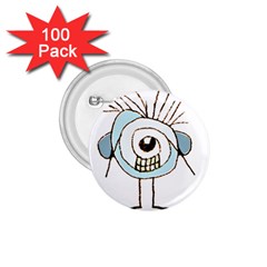 Cute Weird Caricature Illustration 1 75  Button (100 Pack) by dflcprints