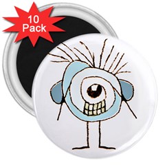 Cute Weird Caricature Illustration 3  Button Magnet (10 Pack) by dflcprints