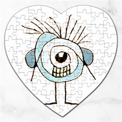 Cute Weird Caricature Illustration Jigsaw Puzzle (Heart)