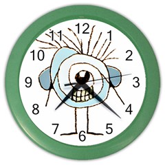 Cute Weird Caricature Illustration Wall Clock (color) by dflcprints