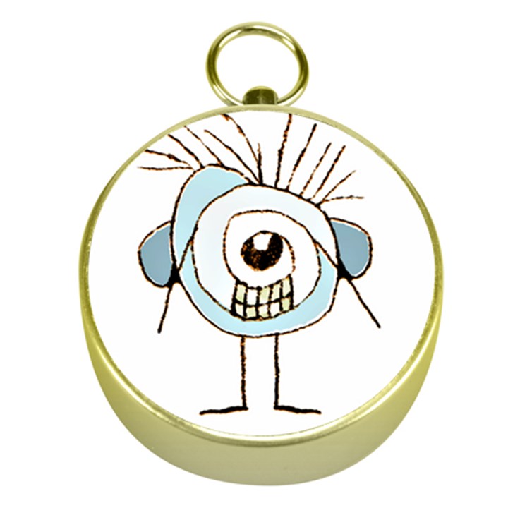 Cute Weird Caricature Illustration Gold Compass